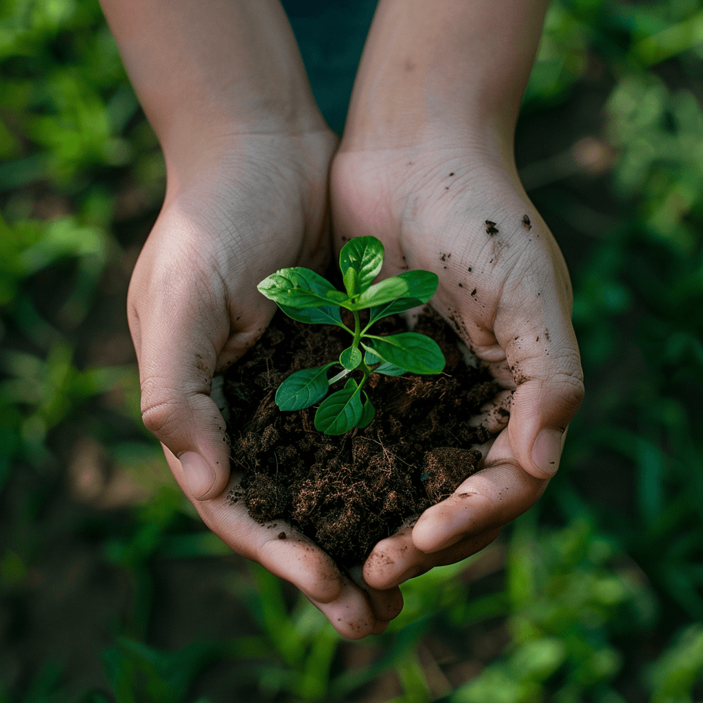 Mains tenant des plantes